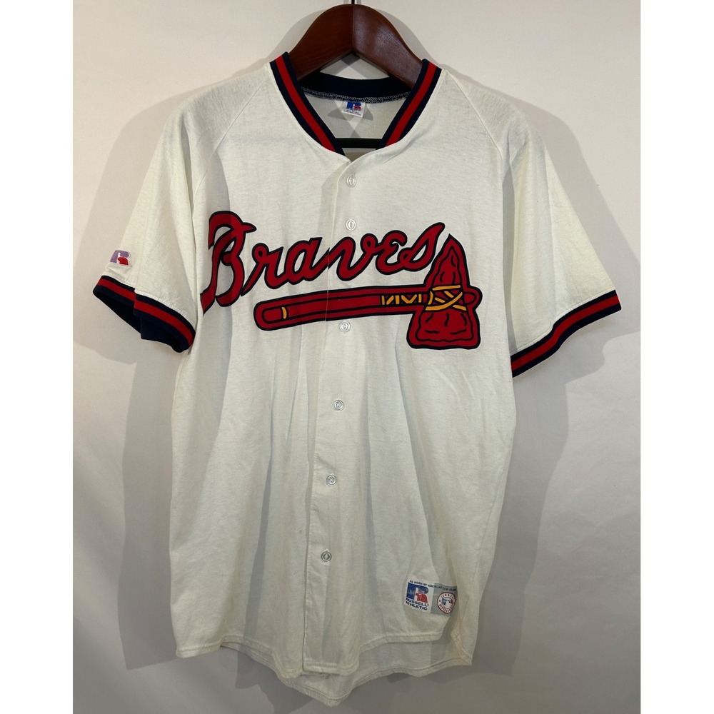 Vintage Russell Athletic Atlanta Braves MLB White Baseball Jersey, Size L